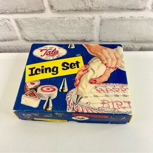 Vintage Tala Mid Century Icing Set w/ Piping Bag, Screw, and 6 Decorating Tips